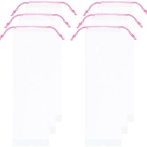 sourcing map 6pcs Umbrella Bags 17.7"x4.7" Wet Umbrella Sleeve Cover Reusable Folding Umbrella Storage Bag with Drawstring for Folding Travel Umbrellas, Pink