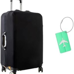 Anseom Suitcase Cover, Elastic Travel Luggage Cover Luggage Cover for 18-32 Inches Suitcase Protective Cover Black Baggage Covers for Travel with a Luggage Tag