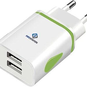 EU USB Travel Adapter Charger | 2-Pin Euro Wall Adaptor with 2 USB Ports | European Universal Power Charging compatible with iPhone Samsung Phone Tablet Shaver Toothbrush