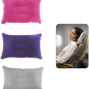 3Pcs Inflatable Pillow Travel Pillow for Airplane Christmas Blow up Travel Pillow for Camping Waterproof Portable Pillow for Adults Neck & Lumbar Support Xmas Gifts for Travel Office Teacher