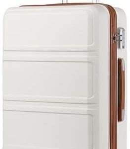 Kono Large Suitcase 28-Inch Lightweight 4 Wheel and Sturdy ABS Hard Case Trolley Carry On Hand Luggage with TSA Lock for Travel Business Holiday,(Cream White,Large 28")