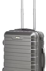 Hard Shell PC Carry on Cabin Approved 20'' Lightweight Suitcase Luggage Trolley with 4 Spinner Wheels TSA Combination Lock Suitcase Approved by Over 100+ Airlines (Dark Grey)