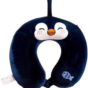 Relaxeazzz Nico the Penguin Adoramals Plush Memory Foam Travel Pillow - Neck Flight Airplane Pillow For Travel - Kids Neck Pillows Cushion For Sleeping Neck Pain Adults - Airport Essentials