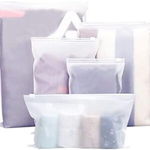 24 Pcs Reusable Ziplock Bags, Plastic Hospital Bags Maternity Essentials Travel Clothes Storage Bags Waterproof Luggage Organiser Pouch for Clothes, Shoes, Cosmetics(5 Size)