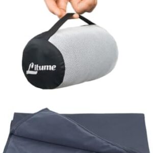 Compact Fleece Travel Blanket with Stuff Sack, 70x48 Inches, Moisture Wicking and Breathable Airplane Blanket, Foldable Throw for Couch, Car Rides, Train, Camp, Backpacking, Traveling