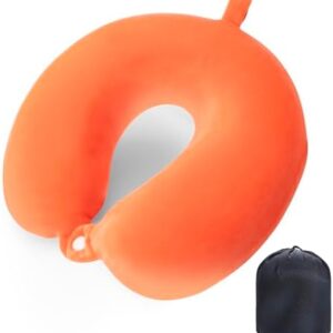 Travel Pillow Neck Pillow Memory Foam Travel Pillows Head Support Cushion for Airplane Train Car Office Travel Essential Flight Pillows for a Long Hauls Sleeping Rest (Orange)