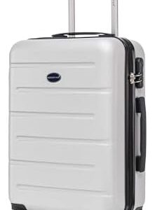 Aerostar 20” Lightweight Small Hard Suitcase Cabin Hand Luggage 4 Spinner Wheels Carry On 55x35x20 | Accepted on All Airlines easyjet, RyanAir, British Airways, Emirates & More (Silver, 35 Litre)