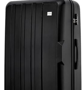 FLYMAX 24" Medium Suitcase Super Lightweight 4 Wheel Spinner Hard Shell ABS Luggage Hold Check in Travel Case 65 Litre Black