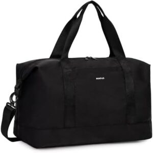 Easyjet 30L Cabin Bag - 45x36x20 Underseat Travel Flight Bag with Foldable Carry On, Removable Wet Pocket, Waterproof Overnight Holdall for Women (Black)