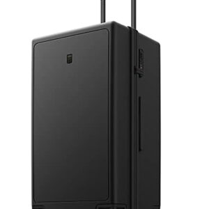 Suitcase Lightweight 100% PC Trolley Case Micro-Diamond Textured Design, Carry on Luggage with 8 Spinner Wheels, TSA Approved Hard Shell Large Suitcase (76cm, 99L, Black)