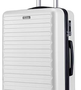 FLIEE Medium Suitcase Hard Shell | Lightweight Suitcase | Aluminum Telescopic Handle | TSA 3 Digit Combination Lock | 4 Dual Spinner Wheels | Medium 24" Hold Check in Luggage. (White, Medium 24'')