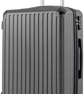 COOLIFE Suitcase Trolley Carry on Hand Cabin Luggage Hard Shell Suitcase Lightweight ABS Material with TSA Lock Telescopic Handle and 4 Dual Spinner Wheels (Grey, 24 Inch)