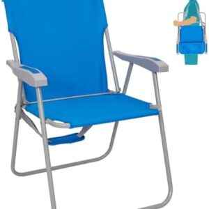 Folding Beach Chairs Lightweight Portable Garden Chair with Armrest Sturdy High Back Camping Chair for Outdoor Fishing Festival