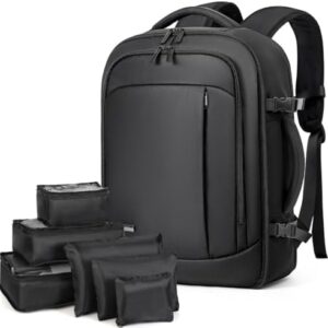 Lekespring Travel Backpack 40x20x25 Cabin Size – 20L Carry-On Laptop Backpack for Ryanair Underseat with 6 Organizational Bags (Black)