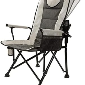 Camping Chairs for Adults, Oversized Folding Chair Outdoor Chair Adjustable High Back Chair Fishing Chair Heavy Duty Chair Supports 180kg Foldable Chair for Outdoor and Travel, Grey, HWY001