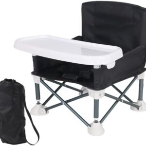 Foldable Baby Travel Seat Dining Chair, Booster Toddler Feeding Chair Portable - Booster Seat with Removable Tray for Baby, Dining Table, Camping, Beach