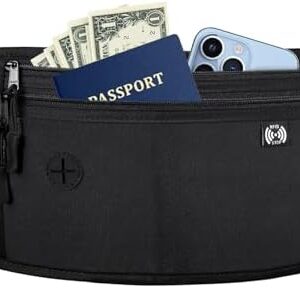 Money Belts for Travel Hidden Men Women, Passport Holder Secure Travel Money Pouch RFID Blocking Travel Wallet Anti-Theft Bumbag with 3 RFID Card Protector Sleeve Waterproof Fanny Pack