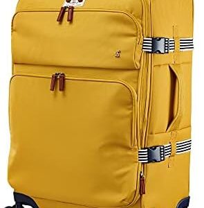 Joules Coast Collection Trolley Travel Luggage Case, 4-Wheel Spinner, Softside Suitcase, Antique Gold, Medium