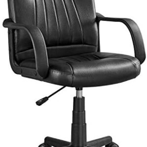 Yaheetech Ergonomic Office Chair Height Adjustable Desk Chair Faux leather Computer Swivel Chair with Comfortable Armrest