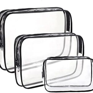 AWAVM Clear Travel Toiletries Bag 3 PCS Portable Waterproof Toiletry Bags for Women and Men Clear Makeup Bags PVC Cosmetic Bag Travel Accessories Wash Bag for Travelling and Holiday