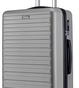 Medium Suitcase Hard Shell | Lightweight Suitcase | Aluminum Telescopic Handle | TSA 3 Digit Combination Lock | 4 Dual Spinner Wheels | Medium 24" Hold Check in Luggage (Grey, Medium 24'')