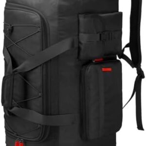 Lyweem Large Duffle Bag Backpack for Travel, 70L Heavy Duty Gym Duffel Bag for Men Women with Shoes Compartment, Sports Holdall Backpack for Weekend Overnight Traveling, Black
