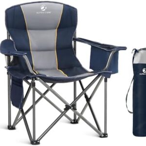 Camping Chairs for Adults Heavy Duty Camping Chair Up to 200 kg Folding Camp Chair with Cup Holder and Cooler Bag for Outdoor Picnic Fishing, Lightweight and Portable, Blue
