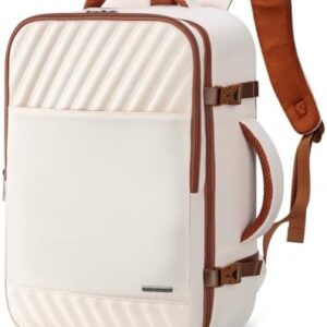 Carry on Backpack with Shoe Compartment & Wet Pocket, 20L Flight Approved Travel Backpack for Women & Men, Waterproof Backpacks,15.6 Inch Laptop Rucksack Casual Daypack (Beige)