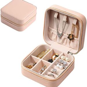 Eucomir Jewellery Box for Women, Mini Portable Jewelry Box Organiser,PU Leather Jewlerrying Display Holder, Small Travel Jewellery Box for Girls, Women, Mother, Daughter,Lotus Root Starch (12UF010I)
