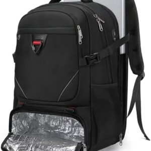 RAINSMORE Laptop Backpack 50L with Insulated Compartment Travel Work Backpack 17.3 Inch Water Resistant Large Business Computer Rucksack College School Backpack for Men Women Black