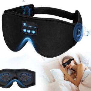 Alvar Sleep Headphones, Bluetooth 5.0 Sleep Mask Headband Sleeping Eye Mask, Wireless Music Earbuds Earphones with HD Headphones Ultra-Thin Stereo Speakers for Side Sleepers Men Women (black)
