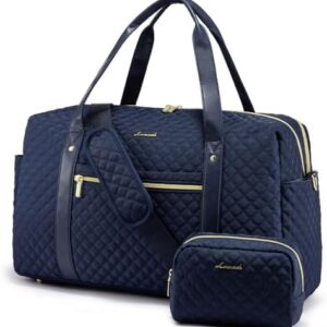 LOVEVOOK Travel Duffle Bag for Women, Weekender Overnight Bags with Trolley Sleeve, Large Waterproof Ladies Holdall for Hospital Maternity, Hand Luggage Womens, Navy Blue