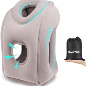 Maliton Inflatable Travel Pillow, Neck Pillow for Airplane for Sleep to Avoid Neck|Shoulder Pain, Comfortably Supports Head and Chin for Airplane |Home|Office Nap, Travel Essentials for Train Car