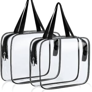 Clear Toiletries Bag, 2Pack PVC Waterproof Toiletries Carry Pouch, TSA Approved Travel Toiletry Bag with Zipper, Multi-Size Cosmetic Makeup Bags for Men, Women and Kids - Travel Business Trip