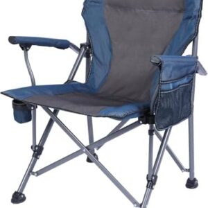 Oversized Folding Camping Chair for Heavy People 200kg, Deluxe Large Heavy Duty Garden Chair for Adults Outdoor Travel Picnic Fishing, Blue