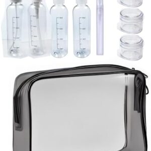 Toiletry Bag & Travel Bottles Set for Toiletries TSA Approved Travel Bottle Leak Proof Refillable & Travel Size Containers for Toiletries Travel Kit | Clear Toiletry Bag TSA Approved for Travel