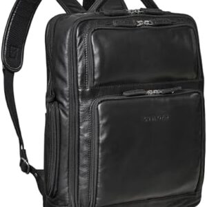 STILORD 'Jayden' Genuine Leather Business Backpack for Men - Large Vintage Laptop Backpack 15 Inch, A4 Daypack for Work, University, Travel, and Everyday Use, Colour:Black