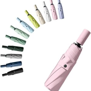 Travel Folding Umbrella Automatic Open/Close Handle Coating Layer Fabric Blocking/Portable Golf/Car Compact Umbrella/Lightweight Small Backpack/Rain Sun Anti UPF 50 UV Protection 99.9% /Men Women Kids