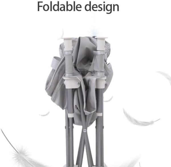 Baby Foldable High Chair, Removable Infant Travel Booster Seat, Toddlers Camping Dining Seat Inflatable Baby Chair, Travel Highchair with Tray & Canopy, Toddler Feeding Chairs (Grey, One Size) - Image 9