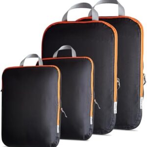 OW-Travel Easy to Organise Compression Packing Cubes for Suitcases. 2 Medium 2 Large Travel Cubes for Travel Bag Backpack Luggage. Travel Accessories Gifts Holiday Essentials. 4Pcs Black