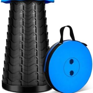 Small Collapsible Stool for Adult Camping - Max Load Capacity 396 LBs/180 KG - LUXJET Portable Folding Stool for Hiking, Fishing, Travel, BBQ, Kitchen (Blue)