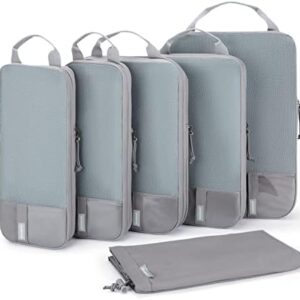 BAGSMART 2/4/6-Piece Compression Packing Cubes Set for Suitcases Backpack, Travel Organisers Bags for Luggage, Holiday Travel Essentials Accessories, Grey