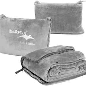 ComfortAce 2 in 1 Travel Blanket or Travel Pillow with Zipper, Multi-Functional Cushion Dual-Purpose Design for Ultimate Comfort and Adaptability, Twilight Grey