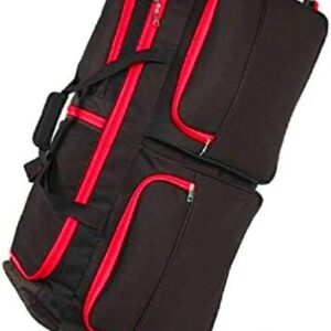 Extra Large Wheeled Holdall Suitcase Sports or Travel Bag Trolley Luggage (34", Black/Red)