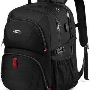 PROETRADE Extra Large Backpack 50L Fits 17Inch Laptop Travel Backpack School Work Bag Anti Theft Rucksack TSA Approved College Computer Bag with USB Charging Port Bookbag for Women Men(Black)