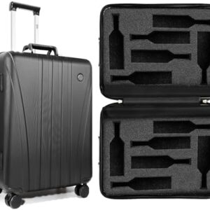 wine travel suitcase for Airplanes 12 Bottle, Holds Standard 750ml Size Red Wines, Wine Luggage for Airplane Travel with TSA Lock, Carry Multiple Wines When, Gift, wine Suitcase Black, black, L