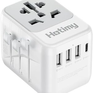 Universal Travel Adapter with USB C, Hotimy Travel Plug Adapter Worldwide with 1 Type C and 3 USB A, International Travel Adapter Dual 10A Fuses All in One Universal Plug Adaptor for US EU AU UK