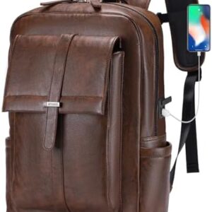 15.6 Inch Leather Laptop Backpack Casual Daypack School Backpack Cabin Backpack Wizzair Easyjet Carry on Flight Travel Business Luggage Outdoor College Backpack Gift for Men Women Boys Girls