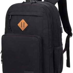 KEOFID Classic Travel backpack for Men and Women, Anti theft Laptop backpack with USB Charging Port for College, Business(Black)