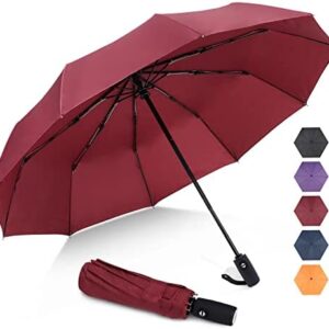 ZOMAKE Compact Umbrella, Auto Open & Close Travel Folding Umbrella, Windproof Fast Drying Umbrella with 10 Ribs, Slip-Proof Handle Design for Easy Carry